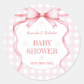 Sticker Rond Ribbon pour bébé rose pâle Bébé fille Douche (Devant)