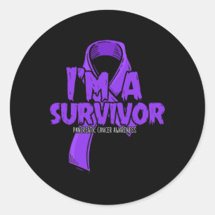 Sticker Rond Ribbon pourpre survivant Fière Cancer pancréatique