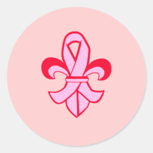 Sticker Rond Ribbon rose Fleur de Lis
