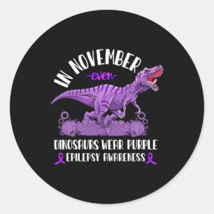Sticker Rond Ribbon T-Rex novembre Dinosaures de sensibilisatio