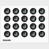 Sticker Rond Ribbon Turquoise de sensibilisation au cancer de l (Feuille)