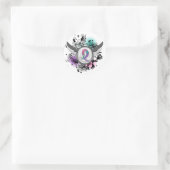 Sticker Rond Ribbon turquoise Violet Rose Et Ailes Thyroïde Can (Sac)