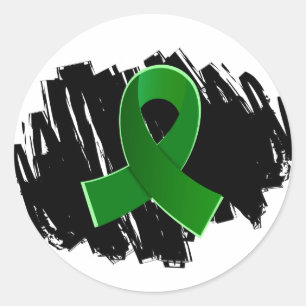 Sticker Rond Ribbon vert Cérébral Palsy Avec Gravure