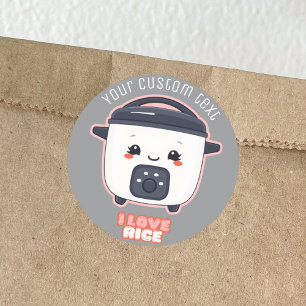 Sticker Rond Ricecooker mignon j'aime cuisinière à riz cuisiniè