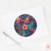 Sticker Rond Riche modèle floral tropical (Enveloppe)
