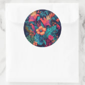 Sticker Rond Riche modèle floral tropical (Sac)