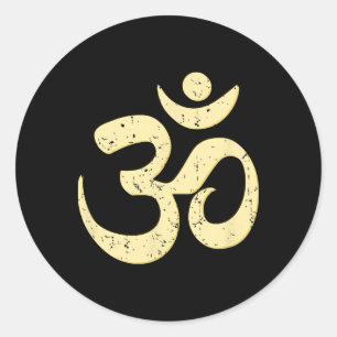 Sticker Rond Riche Sphère Om Omkar Aum Symbole Spirituel Yoga M