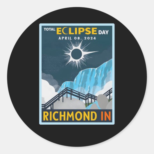 Sticker Rond Richmond Indiana Dans Total Solaire Eclipse 2024 (Devant)