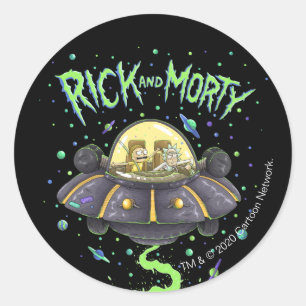 Sticker Rond RICK ET MORTY™   Graphique de vol spatial illustré