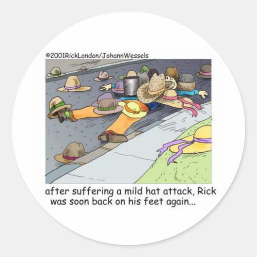Sticker Rond Rick Souffre D'Une Attaque Casquette Dons De Dessi (Devant)