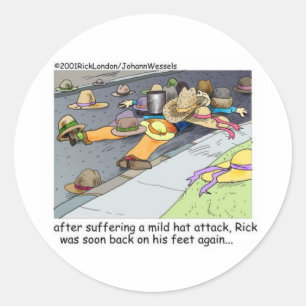 Sticker Rond Rick subit une attaque de chapeau Cartoon Cadeaux 