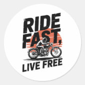 Sticker Rond Ride Fast Live Bicyclist T-shirt (Devant)