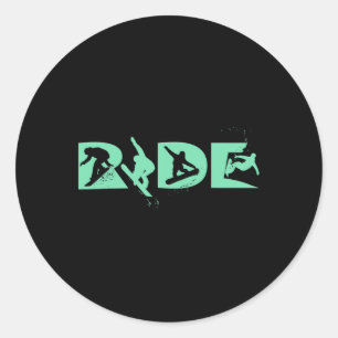Sticker Rond Ride Snowboard Funny Snowboard Snowboard Cadeau