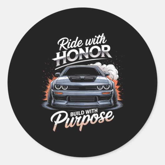 Sticker Rond Ride With Honor Car Lover  (Devant)