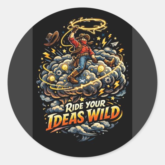 Sticker Rond Ride your Ideas Wild (Devant)
