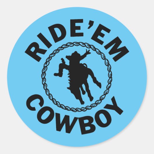 Sticker Rond Ride'em Cowboy - Western Rodeo (Devant)