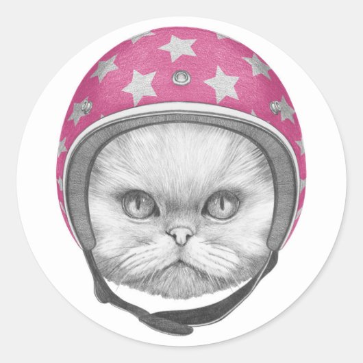Sticker Rond Rider en moto chats perse (Devant)