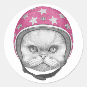 Sticker Rond Rider en moto chats perse