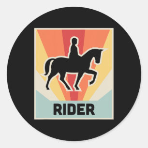 Sticker Rond Rider Vintage Équitation