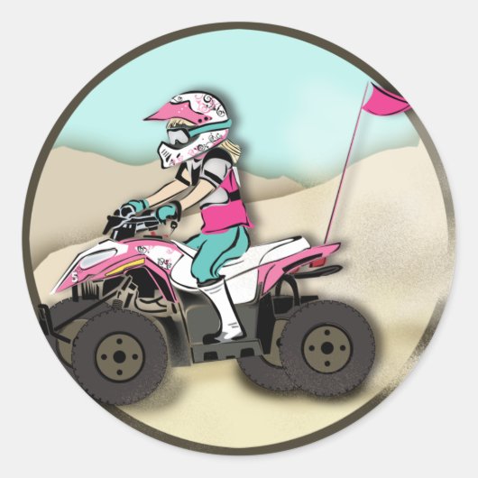 Sticker Rond Rider VTT fille rose et noire (Devant)