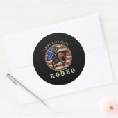 Sticker Rond Riding Avec Fierté Rodéo Cowboy Bull Riding USA Gi (Enveloppe)