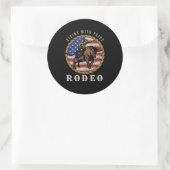 Sticker Rond Riding Avec Fierté Rodéo Cowboy Bull Riding USA Gi (Sac)