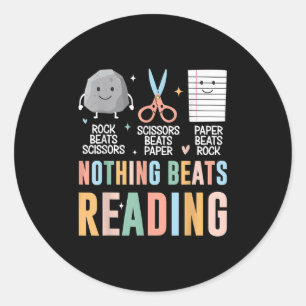 Sticker Rond Rien De Mieux Que De Lire Des Ciseaux Papier Rock 