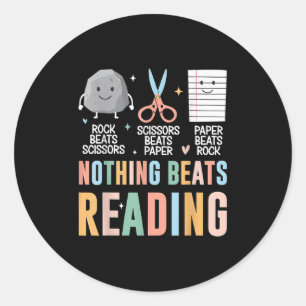 Sticker Rond Rien De Mieux Que De Lire Des Ciseaux Papier Rock