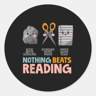 Sticker Rond Rien De Mieux Que De Lire Des Ciseaux Papier Rock