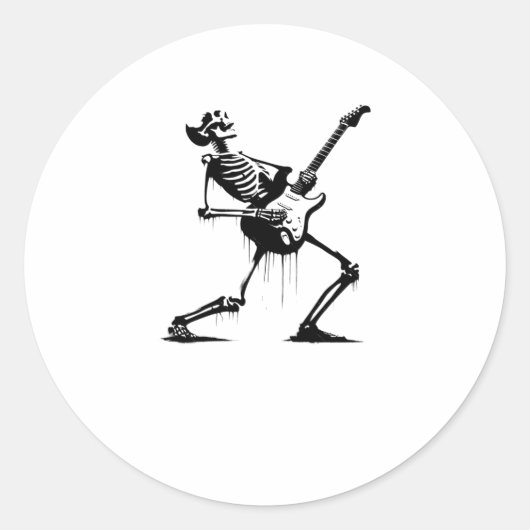 Sticker Rond Riffs De Beyond Skeleton Guitariste En Graffiti S (Devant)