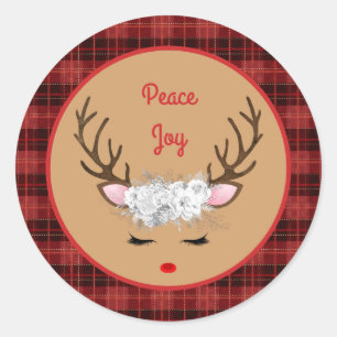 Sticker Rond Rinder avec des roses blanches sur la paix et la j