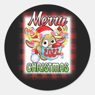 Sticker Rond Rinder En Masque Correspondant Famille Pyjama Noël