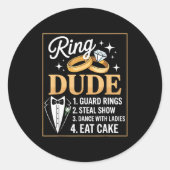 Sticker Rond Ring Security Wedding Party Funny Ring Bearer  (Devant)