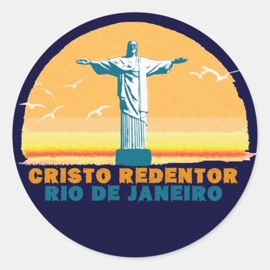Sticker Rond Rio - Corcovado - Jésus Christ Rédempteur (Devant)