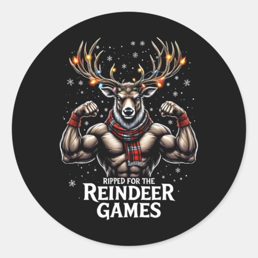 Sticker Rond Ripped For The Games Drôle Christmas Gym Workout R (Devant)