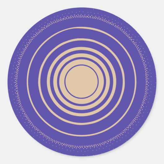 Sticker Rond Ripple, Anneaux, Cercles Concentrés, Or, Violet (Devant)