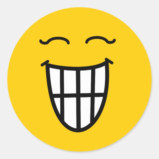 Sticker Rond Rire avec un sourire aux dents (Devant)