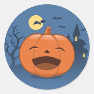 Sticker Rond Rire le Citrouille d'Halloween