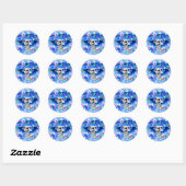 Sticker Rond Rire Skeleton Woman dans Blue Bonnet (Feuille)