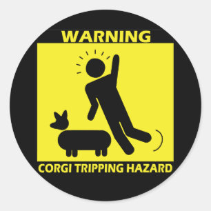 Sticker Rond Risque de déclenchement - corgi
