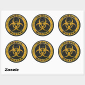 Sticker Rond Risque Jaune Bio Risque Zombie Chasseur (Feuille)