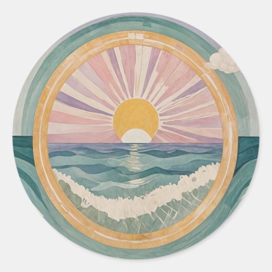Sticker Rond Rivage Céleste Tropical (Devant)