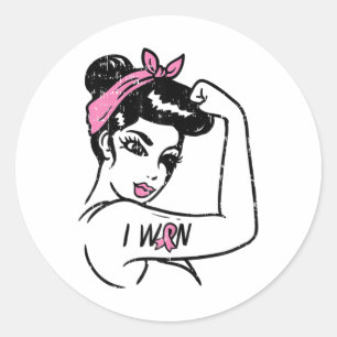Sticker Rond Riveter I Won Sensibilisation Cancer du Sein Survi