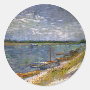 Sticker Rond Rivière avec bateaux à rames par Vincent van Gogh