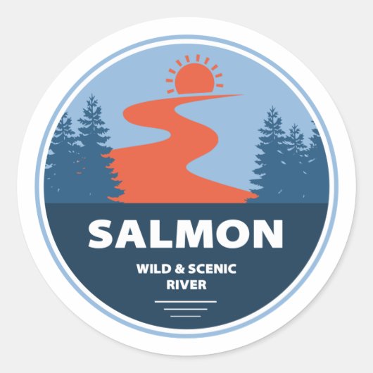 Sticker Rond Rivière Sauvage saumon Et Pittoresque Idaho (Devant)