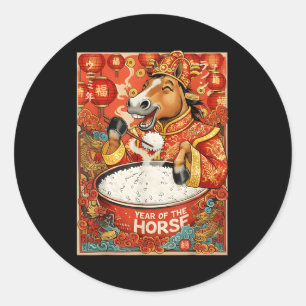 Sticker Rond Riz du Cheval Chinois du Zodiaque