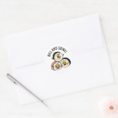 Sticker Rond Riz Et Brillant Sushi Roll Pun (Enveloppe)