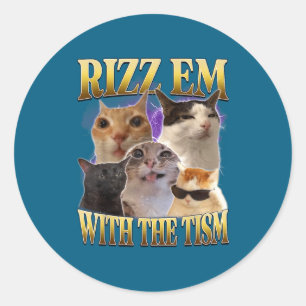 Sticker Rond Rizz Em avec le Tism Vintage Retro 90 drôle de cha