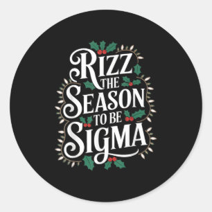 Sticker Rond Rizz La Saison D'Être Sigma Drôle Noël Sigma