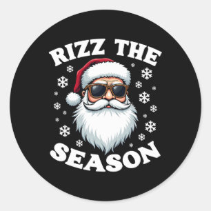Sticker Rond Rizz La Saison Drôle Noël Charme Père Noël Sil